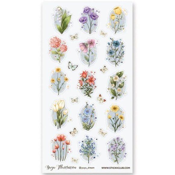 3 for $15 - NEW Floral Daydream‎ Sticker Sheet - Flower Stickers for Stationary - Picture 1 of 3